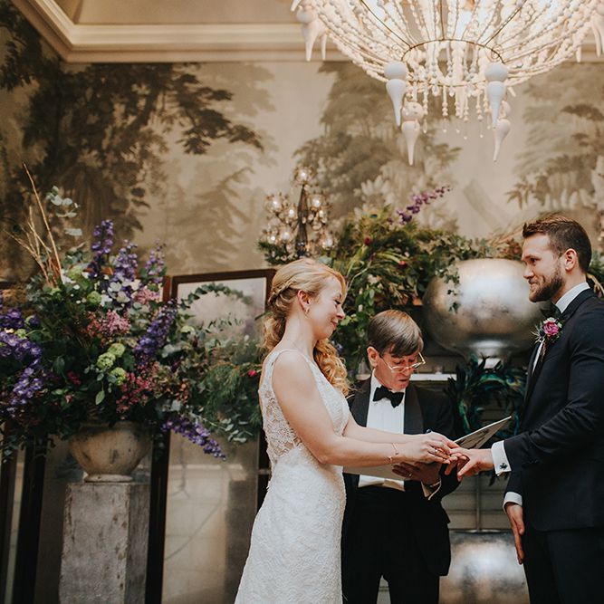 Intimate Winter Wedding At The Haymarket Hotel London With Bride In Caroline Castigliano