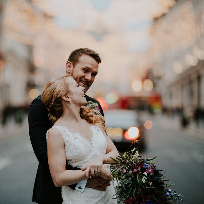 Intimate Winter Wedding At The Haymarket Hotel London With Bride In Caroline Castigliano
