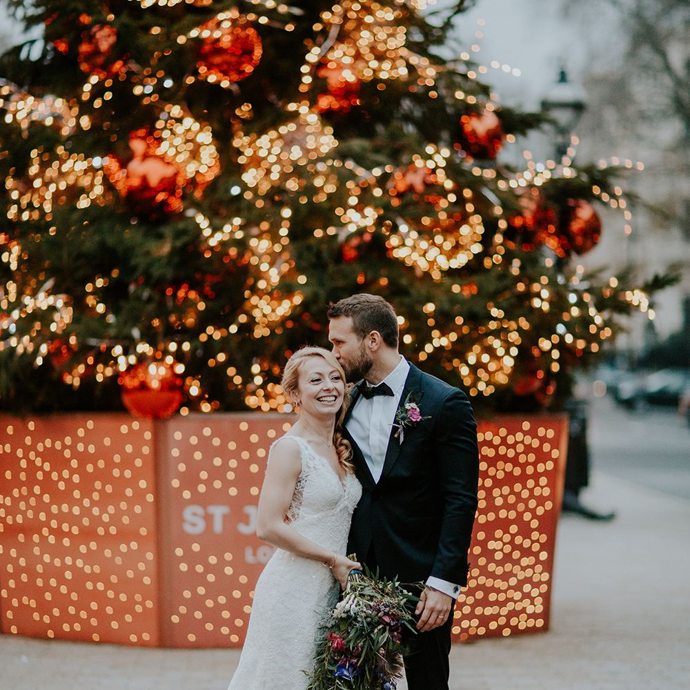 Intimate Winter Wedding At The Haymarket Hotel London With Bride In Caroline Castigliano