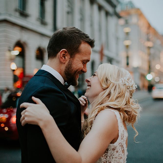 Intimate Winter Wedding At The Haymarket Hotel London With Bride In Caroline Castigliano