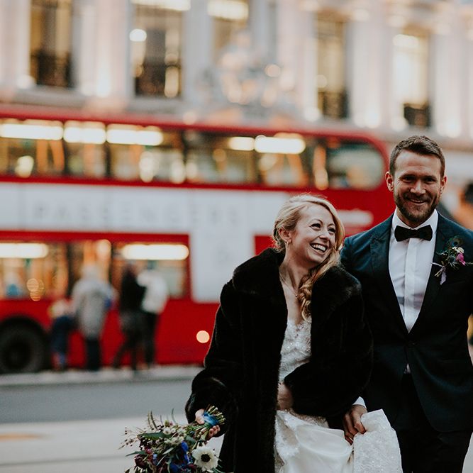 Intimate Winter Wedding At The Haymarket Hotel London With Bride In Caroline Castigliano
