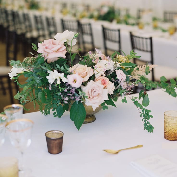 Gold Cutlery With Pink Florals For Wedding // Image By Taylor And Porter