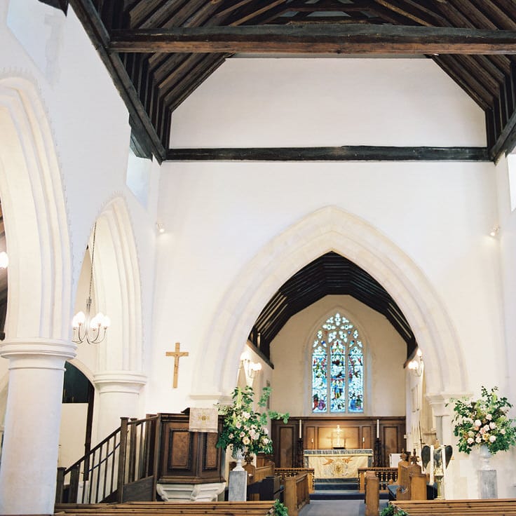 Church Wedding With Floral Arch // Image By Taylor And Porter