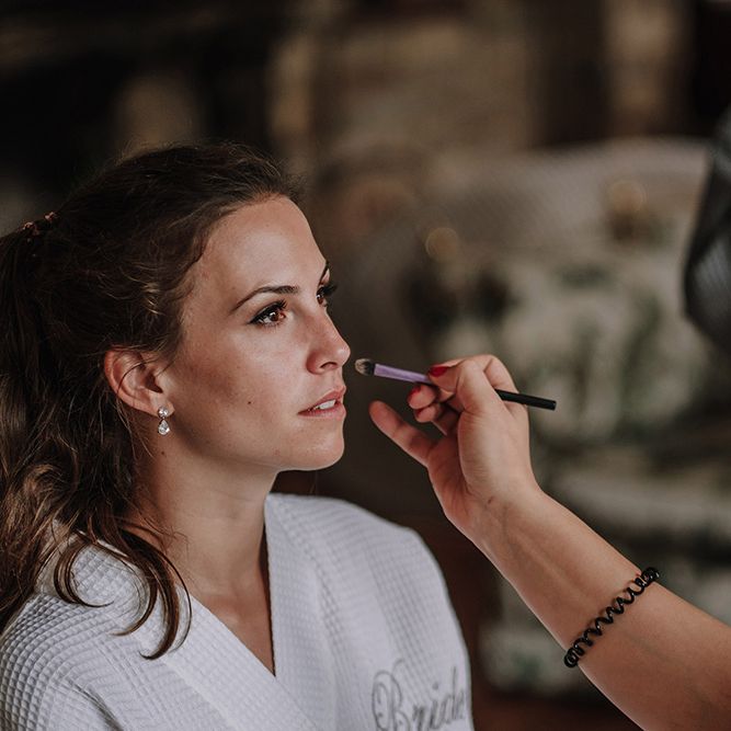 Bridal Makeup | Wedding Morning Bridal Preparations | White and Silver English Country Garden At Home Marquee Wedding | Jason Mark Harris Photography