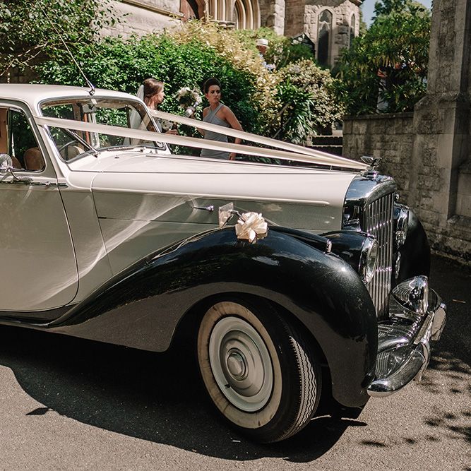 Bentley MKV Wedding Car | White and Silver English Country Garden At Home Marquee Wedding | Jason Mark Harris Photography