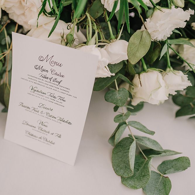 Menu | White and Silver English Country Garden At Home Marquee Wedding | Jason Mark Harris Photography