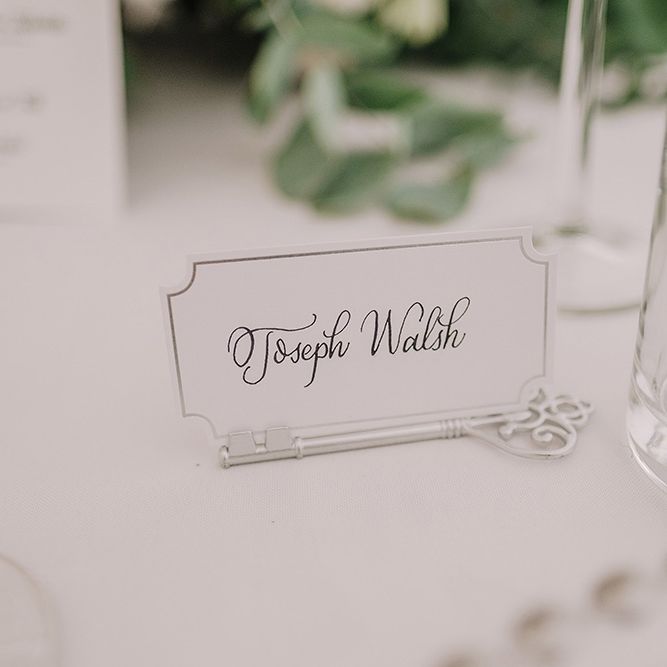 Place Name Card | White and Silver English Country Garden At Home Marquee Wedding | Jason Mark Harris Photography