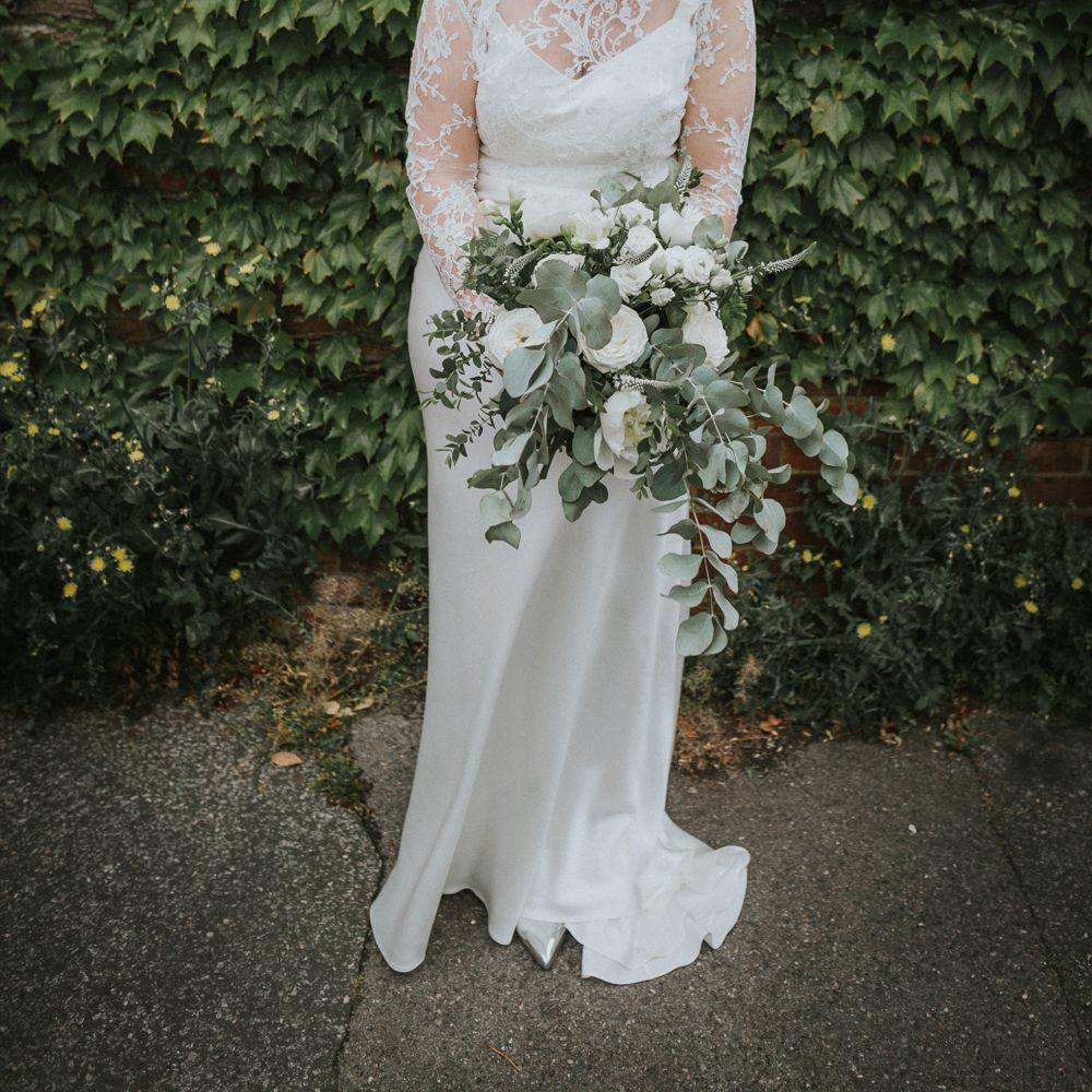 DIY Barn Wedding With Fairy Lights At The Great Barn Titchfield With Bride In Rolling In Roses Dress & Images From Joasis Photography