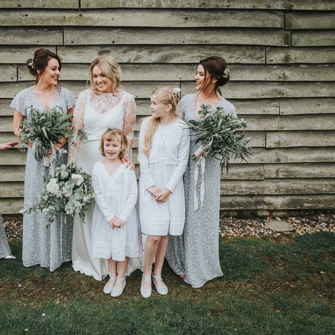 DIY Barn Wedding With Fairy Lights At The Great Barn Titchfield With Bride In Rolling In Roses Dress & Images From Joasis Photography