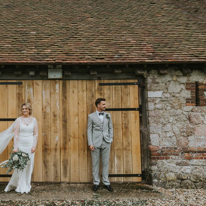 DIY Barn Wedding With Fairy Lights At The Great Barn Titchfield With Bride In Rolling In Roses Dress & Images From Joasis Photography