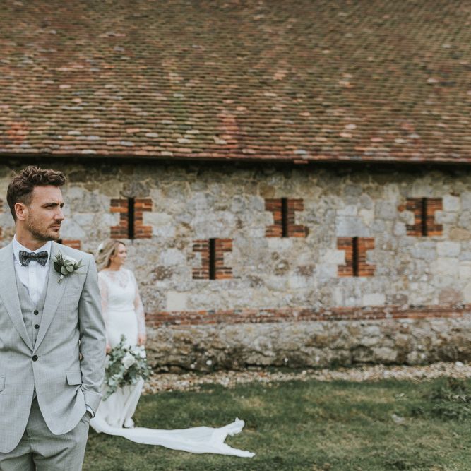 DIY Barn Wedding With Fairy Lights At The Great Barn Titchfield With Bride In Rolling In Roses Dress & Images From Joasis Photography