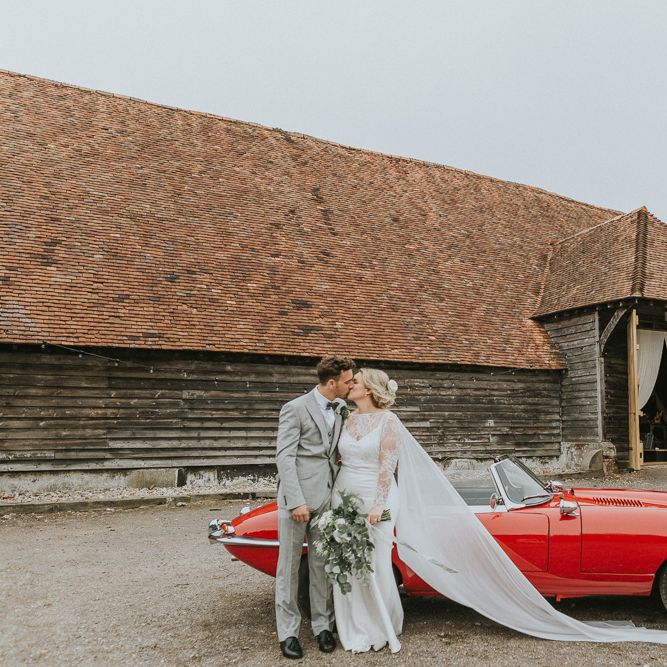 DIY Barn Wedding With Fairy Lights At The Great Barn Titchfield With Bride In Rolling In Roses Dress & Images From Joasis Photography