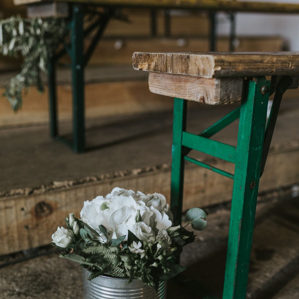 DIY Barn Wedding With Fairy Lights At The Great Barn Titchfield With Bride In Rolling In Roses Dress & Images From Joasis Photography