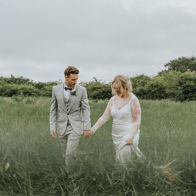 DIY Barn Wedding With Fairy Lights At The Great Barn Titchfield With Bride In Rolling In Roses Dress & Images From Joasis Photography