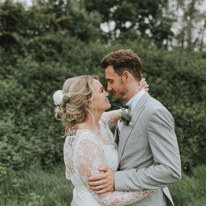 DIY Barn Wedding With Fairy Lights At The Great Barn Titchfield With Bride In Rolling In Roses Dress & Images From Joasis Photography