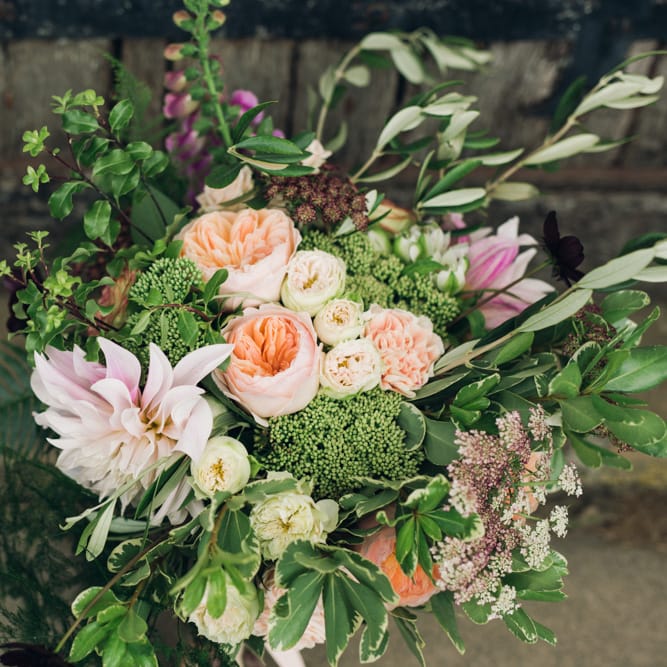 Organic Oversized Peach & Greenery Bouquet