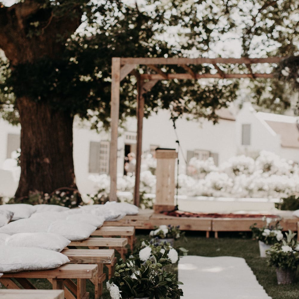 Aisle & Altar Wedding Decor | Stylish Outdoor Wedding at The Oaks Estate, Greyton, South Africa | Fiona Clair Photography | Ebert Steyn Films