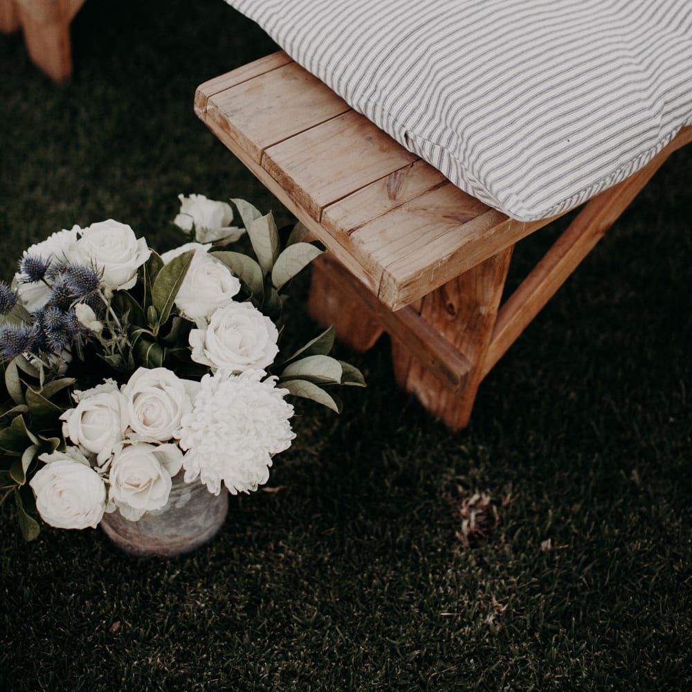 White Wedding Flowers Lining the Aisle | Stylish Outdoor Wedding at The Oaks Estate, Greyton, South Africa | Fiona Clair Photography | Ebert Steyn Films
