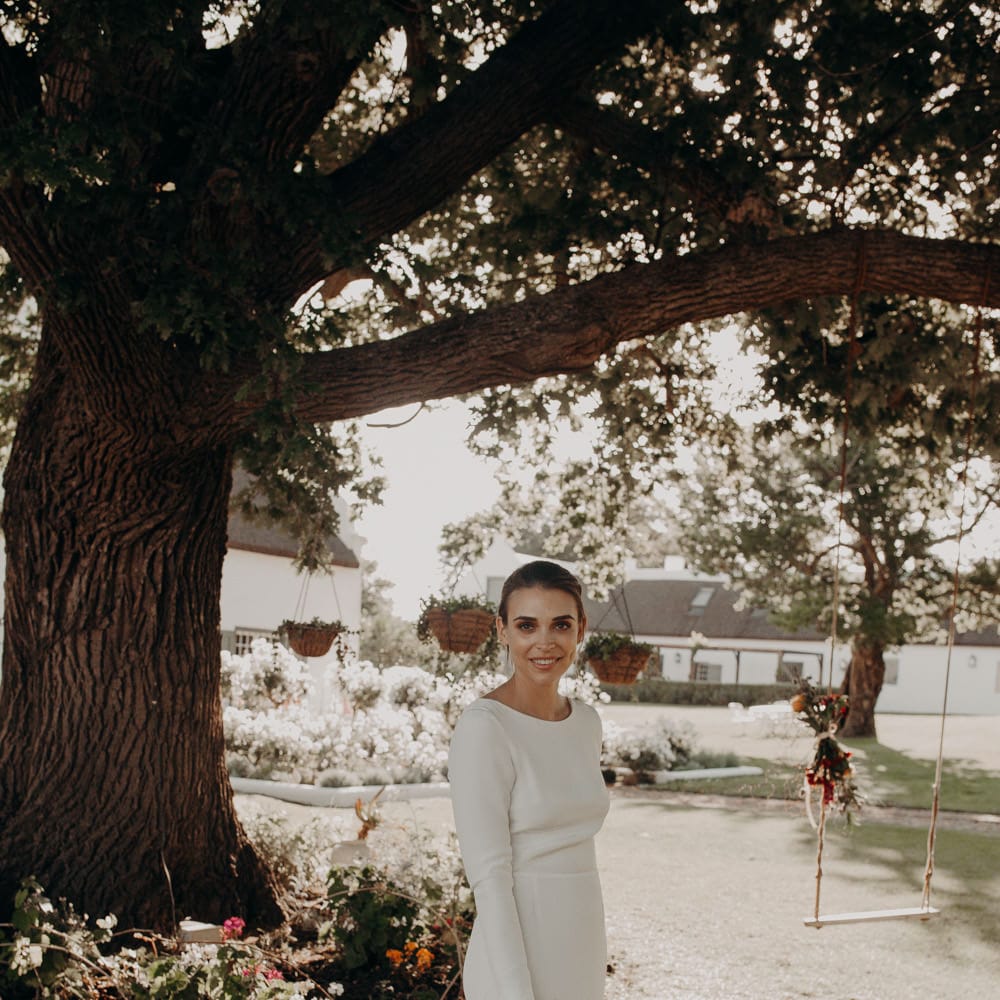 Bride in Houghton NYC Bridal Gown | Stylish Outdoor Wedding at The Oaks Estate, Greyton, South Africa | Fiona Clair Photography | Ebert Steyn Films