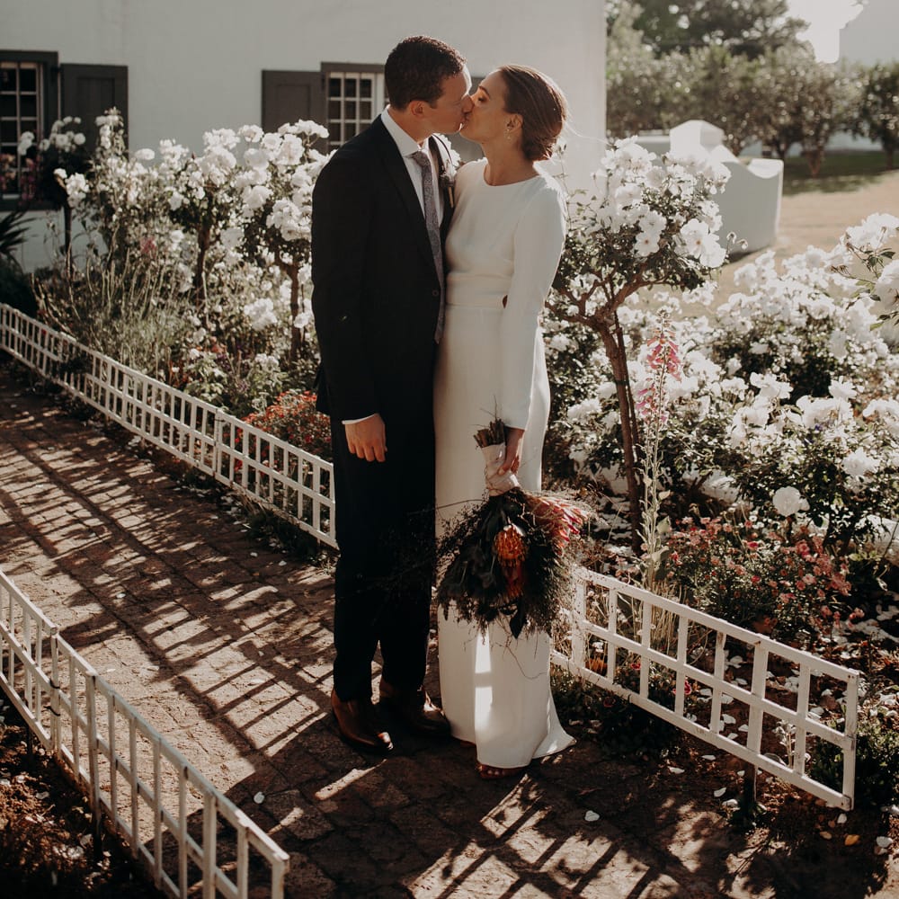 Bride in Houghton NYC Bridal Gown | Groom in Armani Suit | Stylish Outdoor Wedding at The Oaks Estate, Greyton, South Africa | Fiona Clair Photography | Ebert Steyn Films
