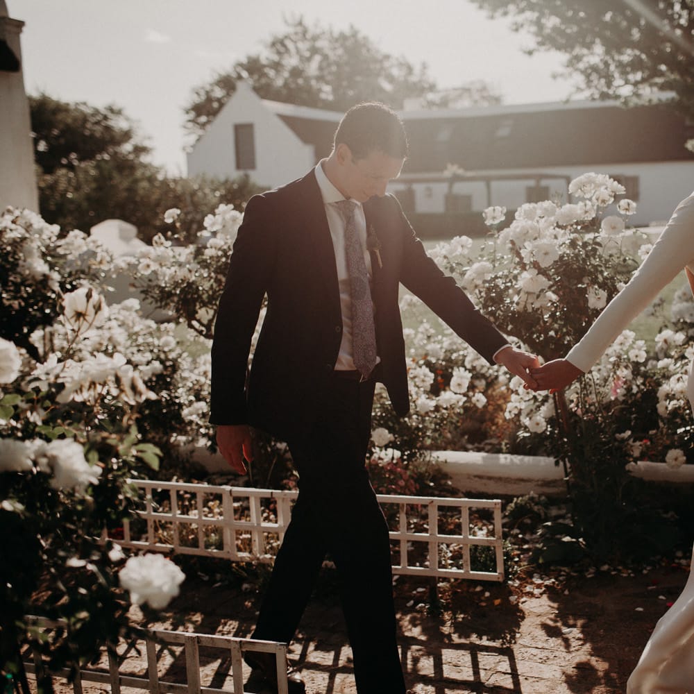 Bride in Houghton NYC Bridal Gown | Groom in Armani Suit | Stylish Outdoor Wedding at The Oaks Estate, Greyton, South Africa | Fiona Clair Photography | Ebert Steyn Films