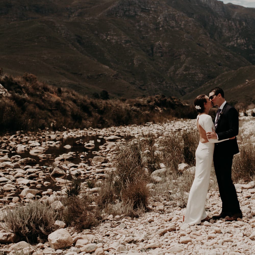 Bride in Houghton NYC Bridal Gown | Groom in Armani Suit | Stylish Outdoor Wedding at The Oaks Estate, Greyton, South Africa | Fiona Clair Photography | Ebert Steyn Films