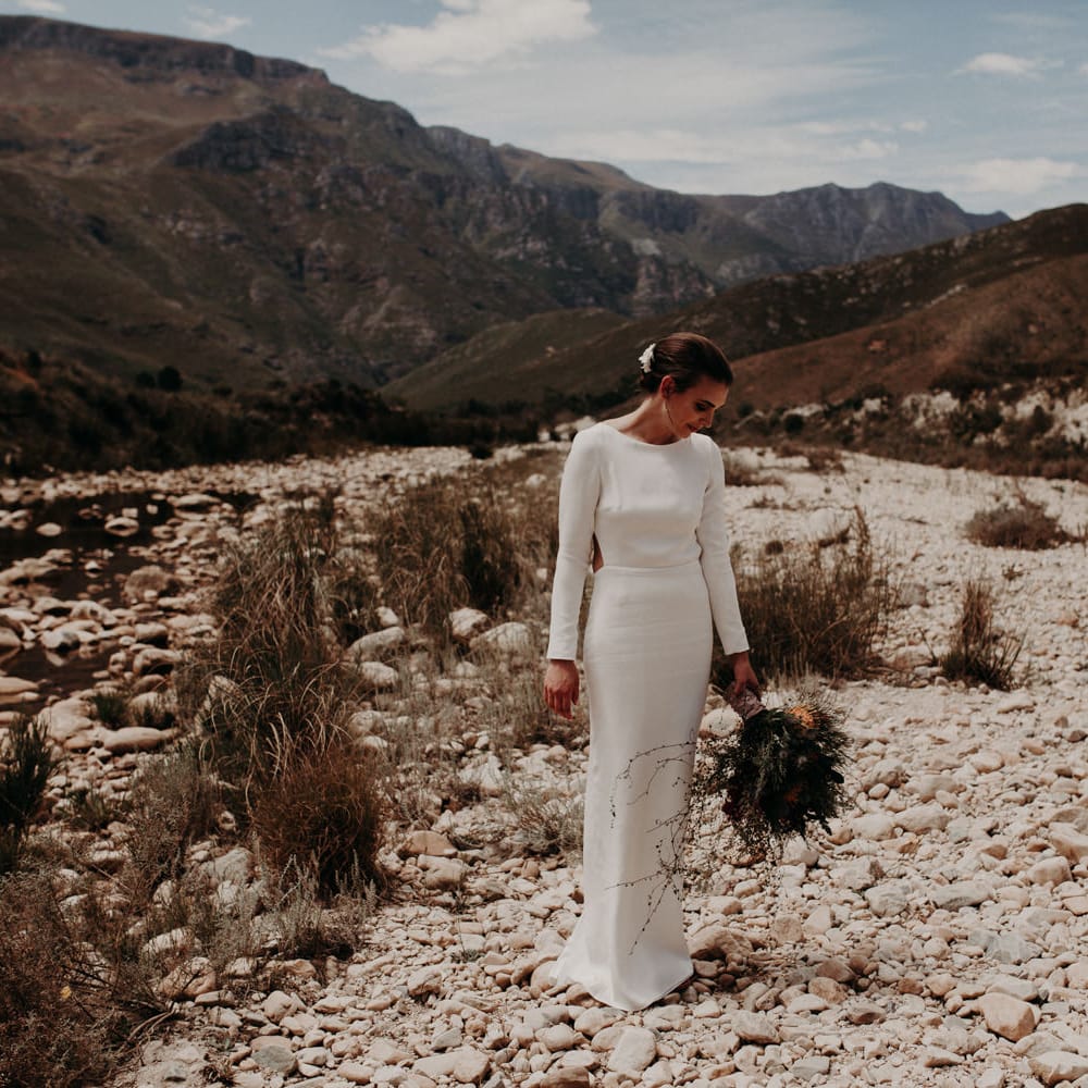 Bride in Houghton NYC Bridal Gown | Stylish Outdoor Wedding at The Oaks Estate, Greyton, South Africa | Fiona Clair Photography | Ebert Steyn Films