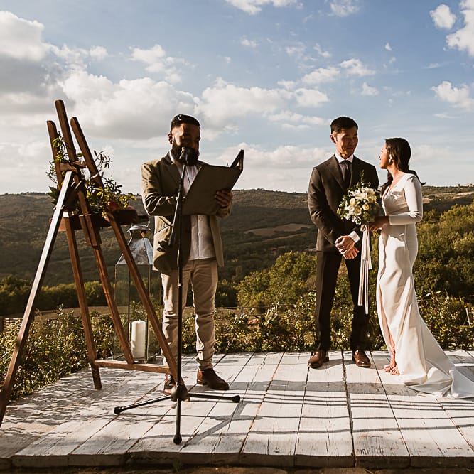 Intimate Tuscan Wedding at WP Relais, Castiglione D'orcia, Siena | Outdoor Reception with Fairy Light Decor | Bride in Gown from Cargie Threads | The Springles Photography