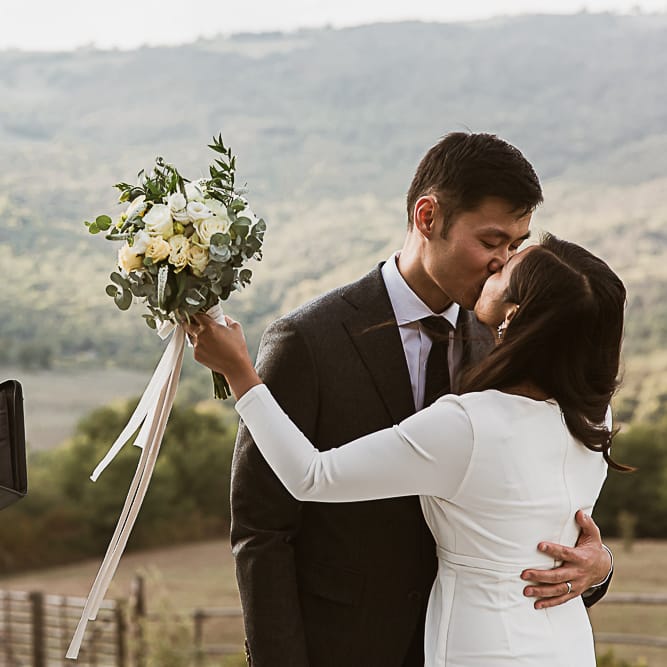Intimate Tuscan Wedding at WP Relais, Castiglione D'orcia, Siena | Outdoor Reception with Fairy Light Decor | Bride in Gown from Cargie Threads | The Springles Photography
