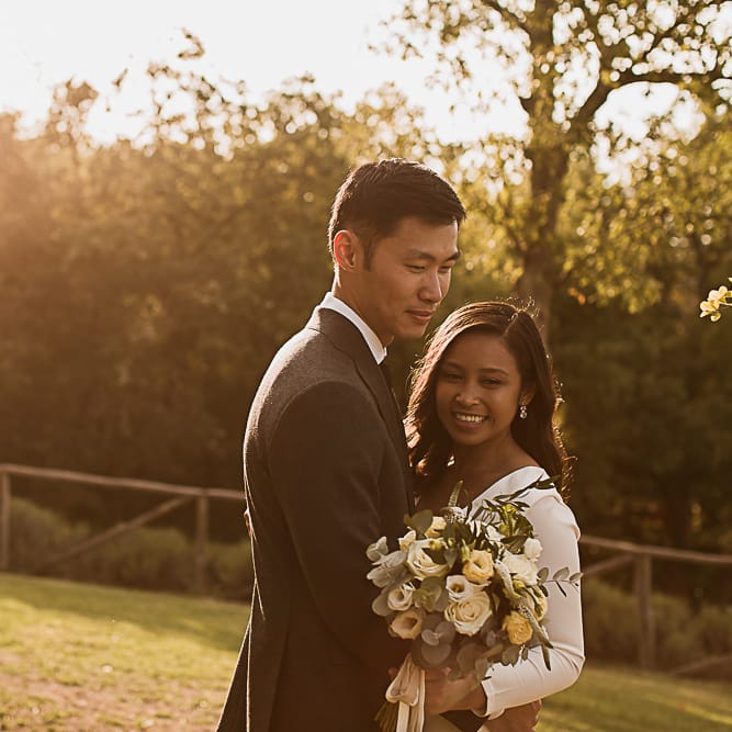 Intimate Tuscan Wedding at WP Relais, Castiglione D'orcia, Siena | Outdoor Reception with Fairy Light Decor | Bride in Gown from Cargie Threads | The Springles Photography