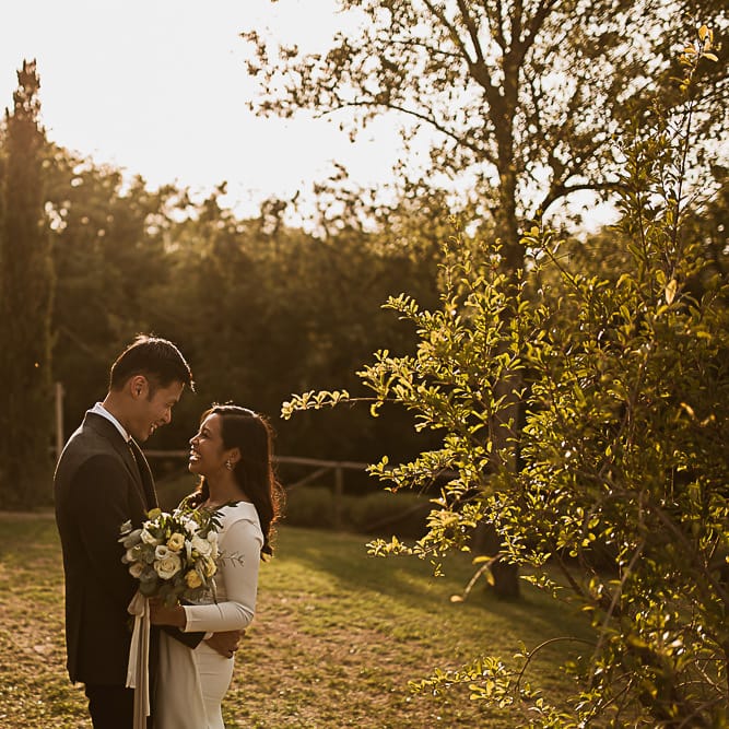 Intimate Tuscan Wedding at WP Relais, Castiglione D'orcia, Siena | Outdoor Reception with Fairy Light Decor | Bride in Gown from Cargie Threads | The Springles Photography