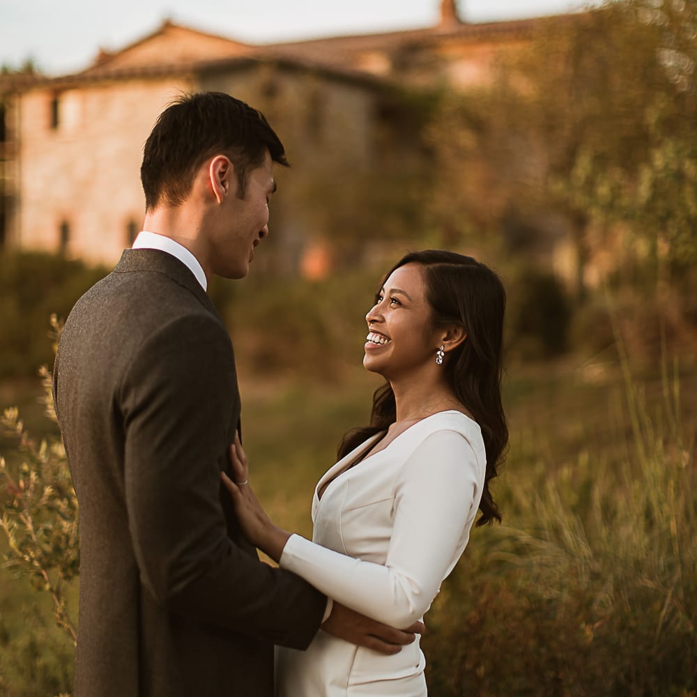 Intimate Tuscan Wedding at WP Relais, Castiglione D'orcia, Siena | Outdoor Reception with Fairy Light Decor | Bride in Gown from Cargie Threads | The Springles Photography