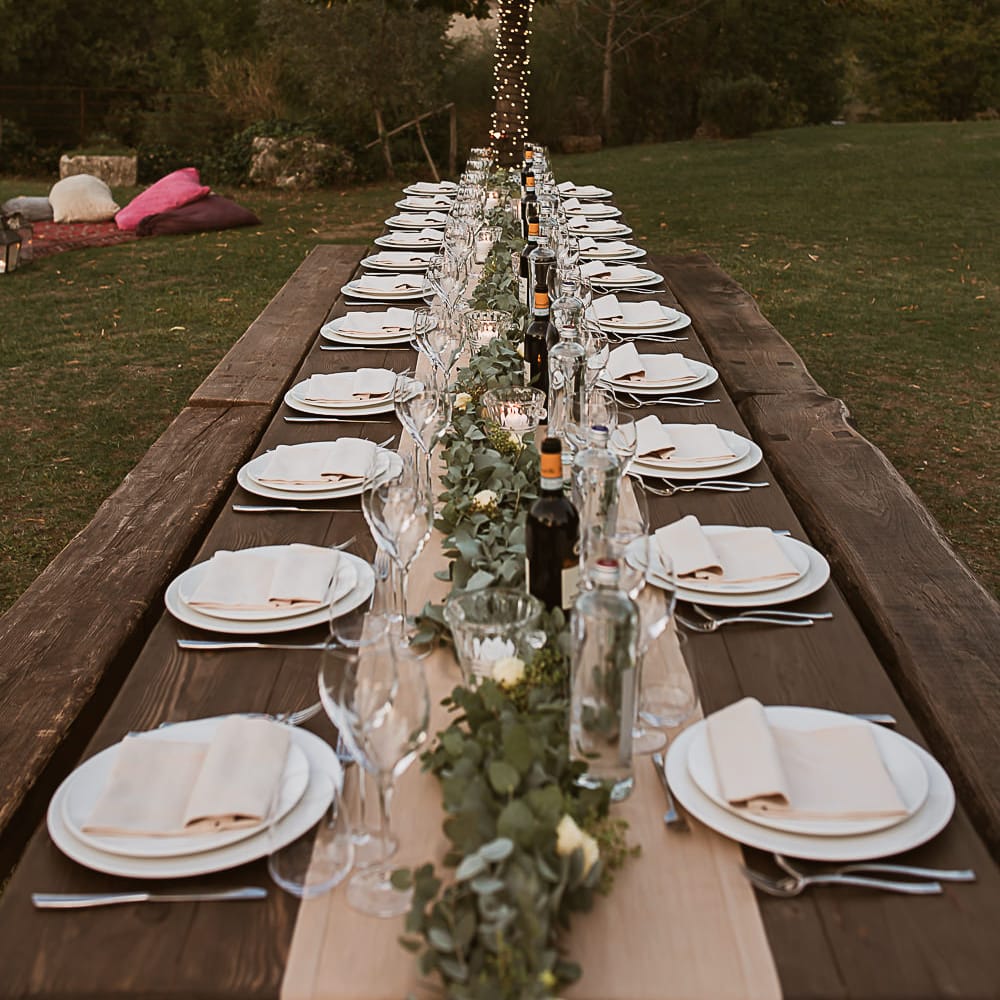 Intimate Tuscan Wedding at WP Relais, Castiglione D'orcia, Siena | Outdoor Reception with Fairy Light Decor | Bride in Gown from Cargie Threads | The Springles Photography