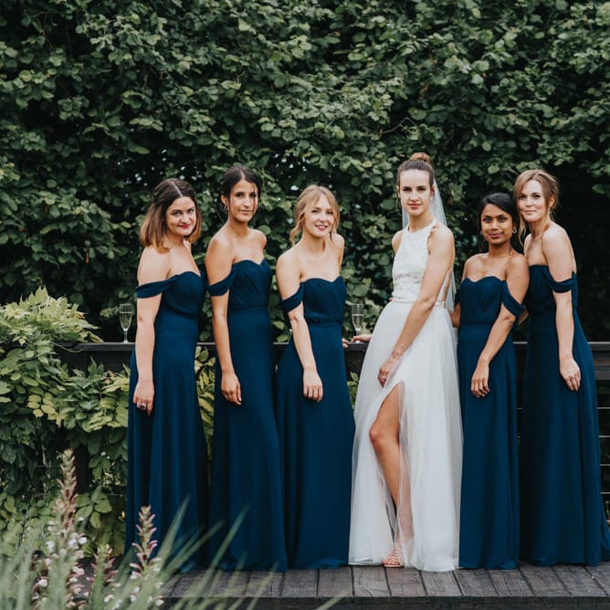 Bride in Custom Made White Leaf, Brighton Wedding Dress