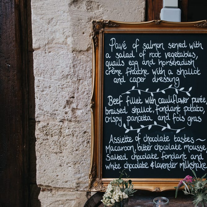 Chalkboard Wedding Menu Sign