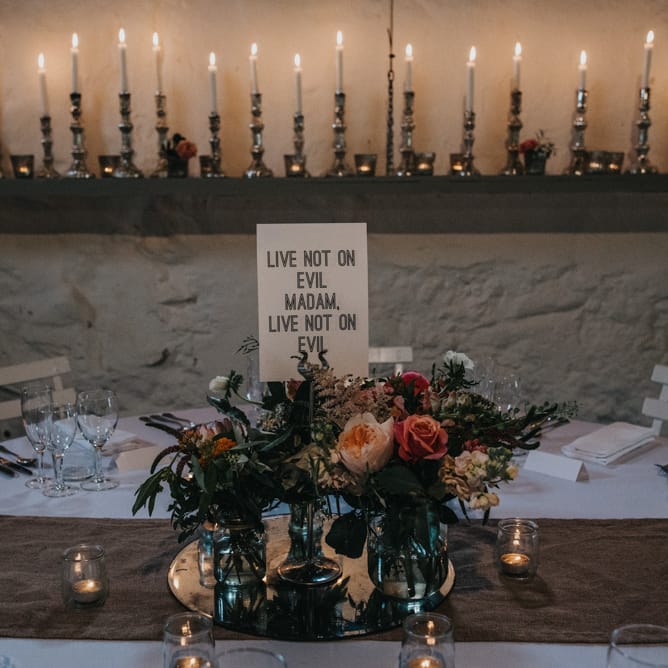 Floral Centrepiece & Candle Stick Decor