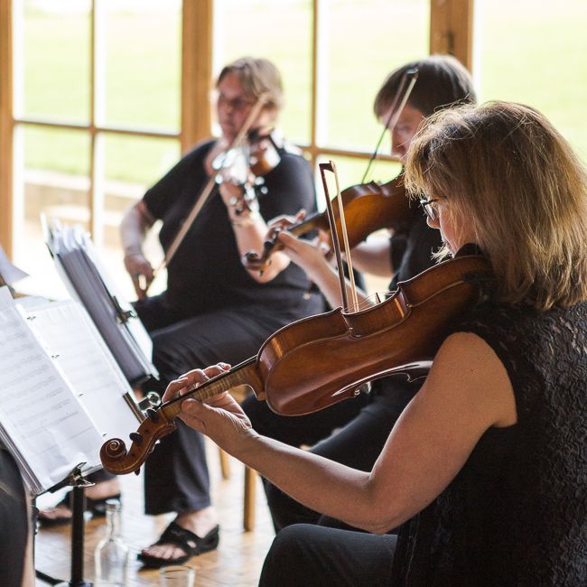 String Quartet | Rustic Soho Farmhouse Ceremony with PapaKata Sperry Tent Greenery filled Reception | Marianne Taylor Photography | Will Warr Films