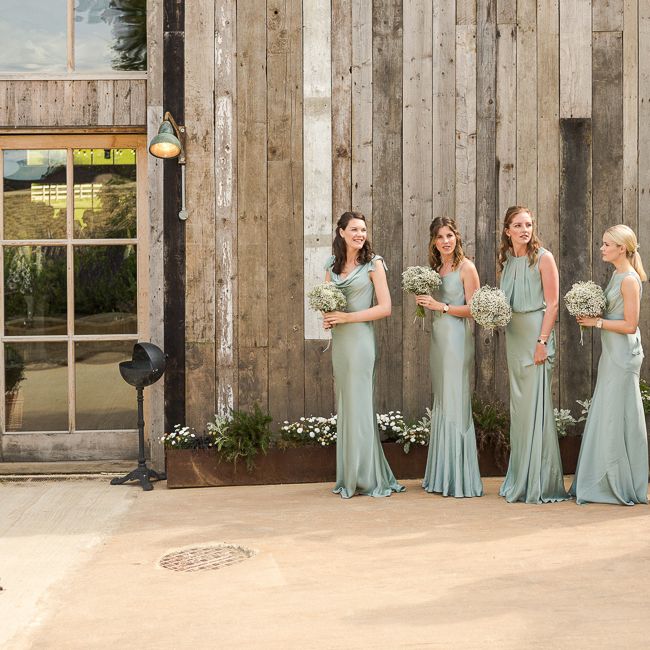 Bride in Mira Zwillinger Bridal Gown | Pale Green Ghost Bridesmaid Dresses | Rustic Soho Farmhouse Ceremony with PapaKata Sperry Tent Greenery filled Reception | Marianne Taylor Photography | Will Warr Films
