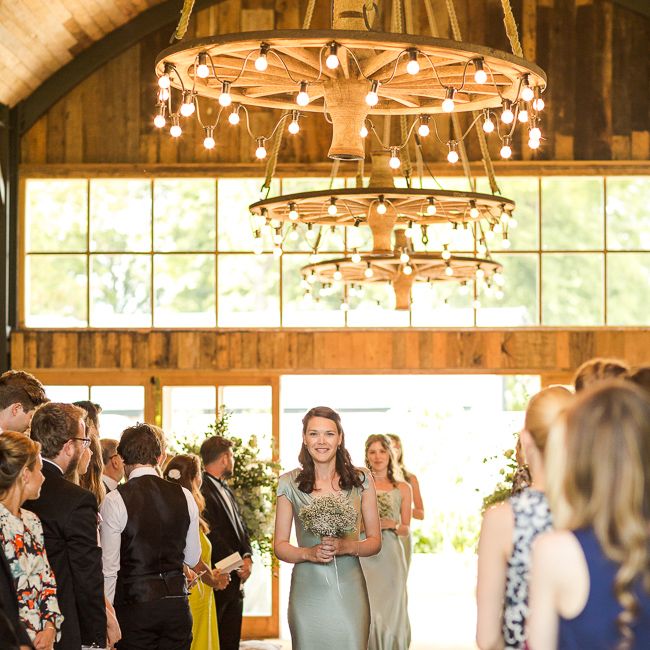 Pale Green Ghost Bridesmaid Dresses | Rustic Soho Farmhouse Ceremony with PapaKata Sperry Tent Greenery filled Reception | Marianne Taylor Photography | Will Warr Films