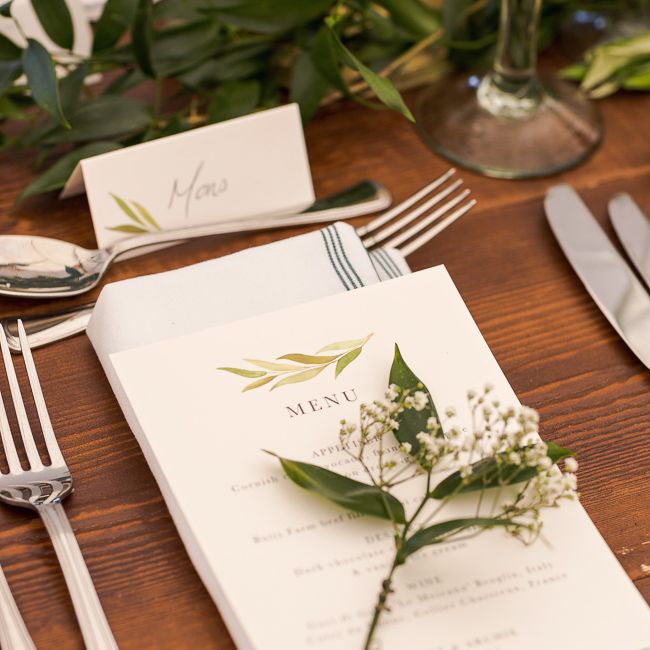 Greenery Place Setting | Rustic Soho Farmhouse Ceremony with PapaKata Sperry Tent Greenery filled Reception | Marianne Taylor Photography | Will Warr Films