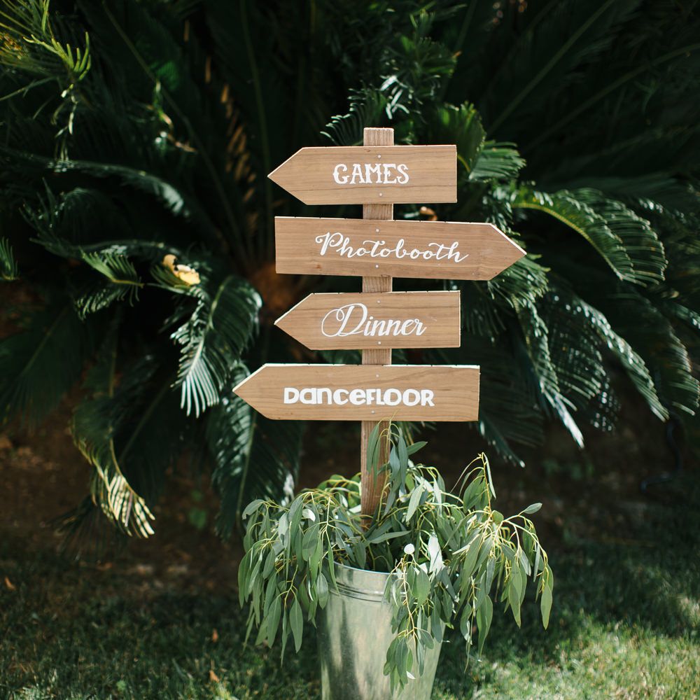 Wooden Wedding Direction Sign Post