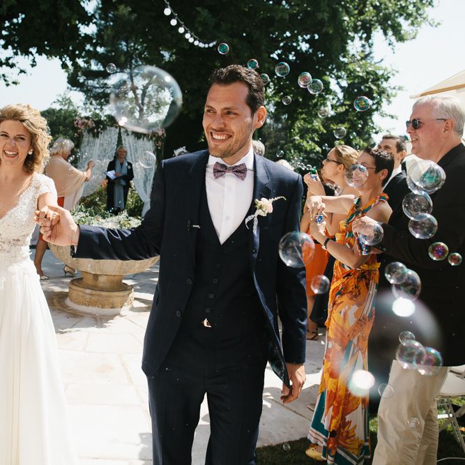 Bride & Groom Bubbles Portrait