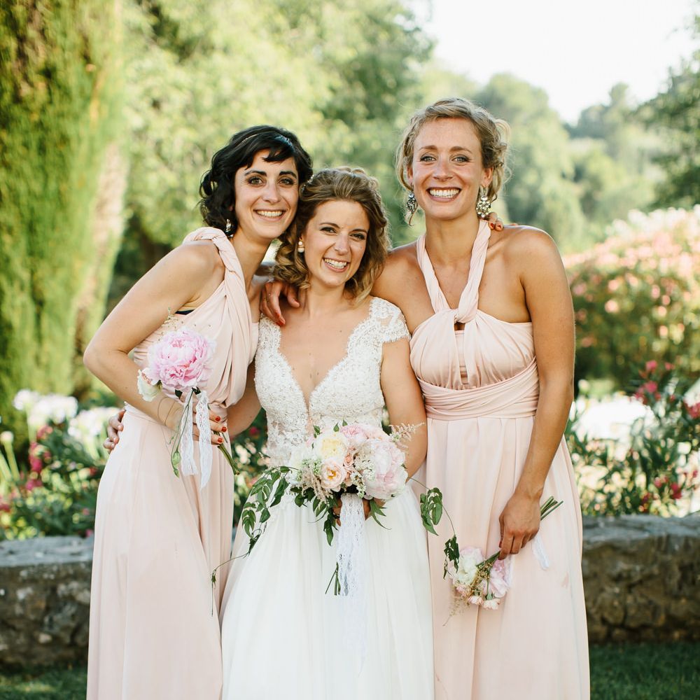 Bride & Bridesmaids in Pink Debenhams Dresses