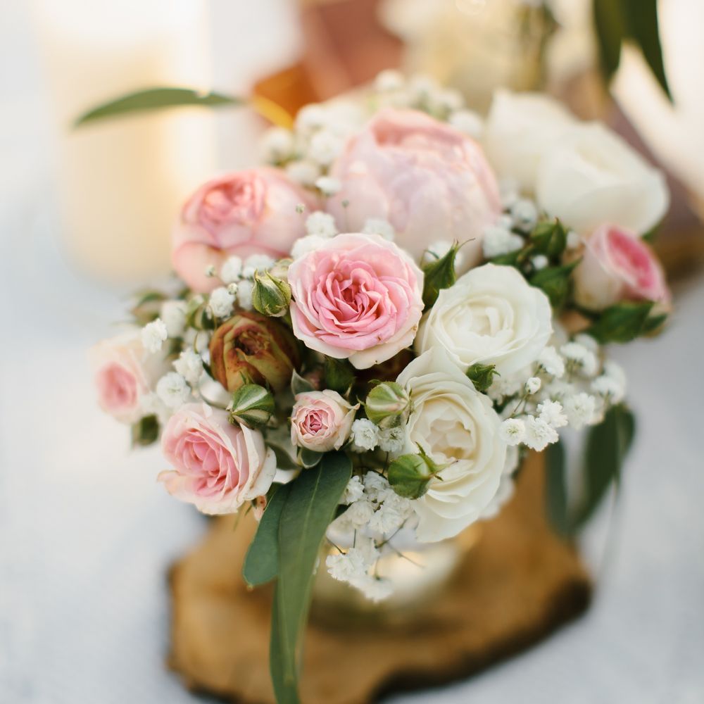 Pink Wedding Flowers Centrepiece