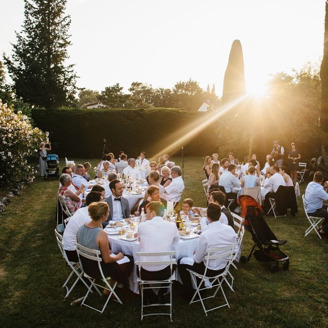 Outdoor Wedding Breakfast at Sunset