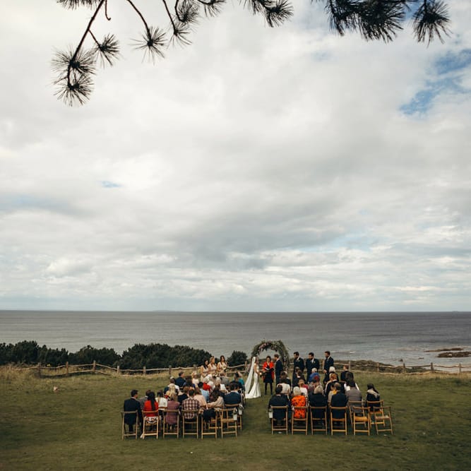 Outdoor Coastal Wedding at Ravensheugh Log Cabin in Scotland | Alpacas | MacGregor and MacDuff Kilts | Album Weddings Photography | Second Shooter Lovro Rozina