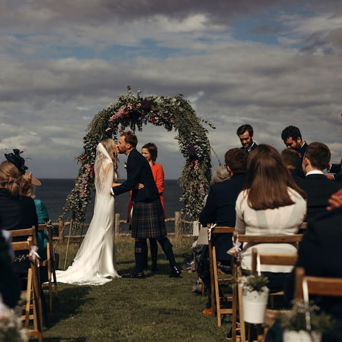 Outdoor Coastal Wedding at Ravensheugh Log Cabin in Scotland | Alpacas | MacGregor and MacDuff Kilts | Album Weddings Photography | Second Shooter Lovro Rozina