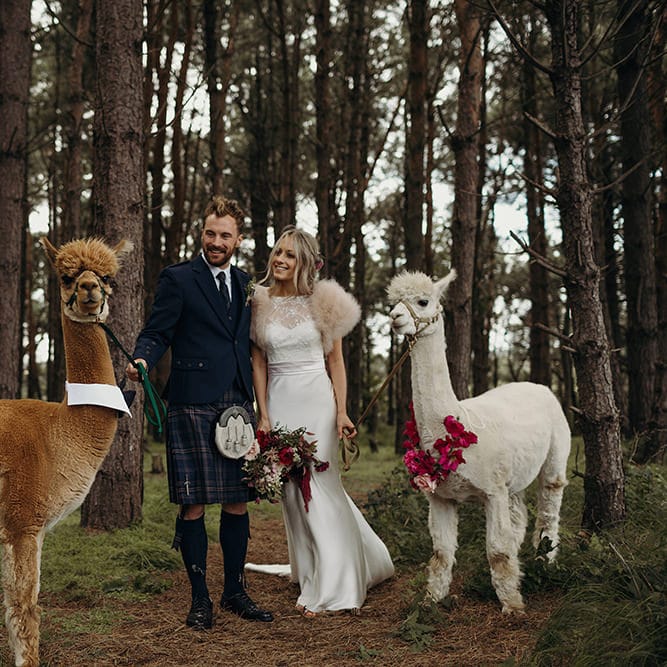 Outdoor Coastal Wedding at Ravensheugh Log Cabin in Scotland | Alpacas | MacGregor and MacDuff Kilts | Album Weddings Photography | Second Shooter Lovro Rozina