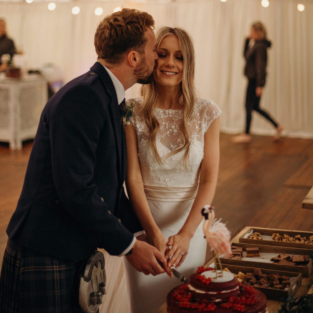 Outdoor Coastal Wedding at Ravensheugh Log Cabin in Scotland | Alpacas | MacGregor and MacDuff Kilts | Album Weddings Photography | Second Shooter Lovro Rozina