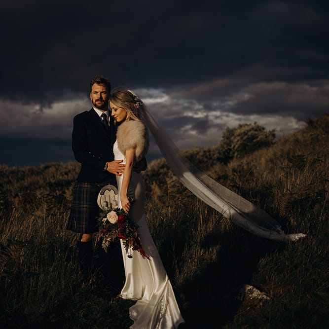 Outdoor Coastal Wedding at Ravensheugh Log Cabin in Scotland | Alpacas | MacGregor and MacDuff Kilts | Album Weddings Photography | Second Shooter Lovro Rozina